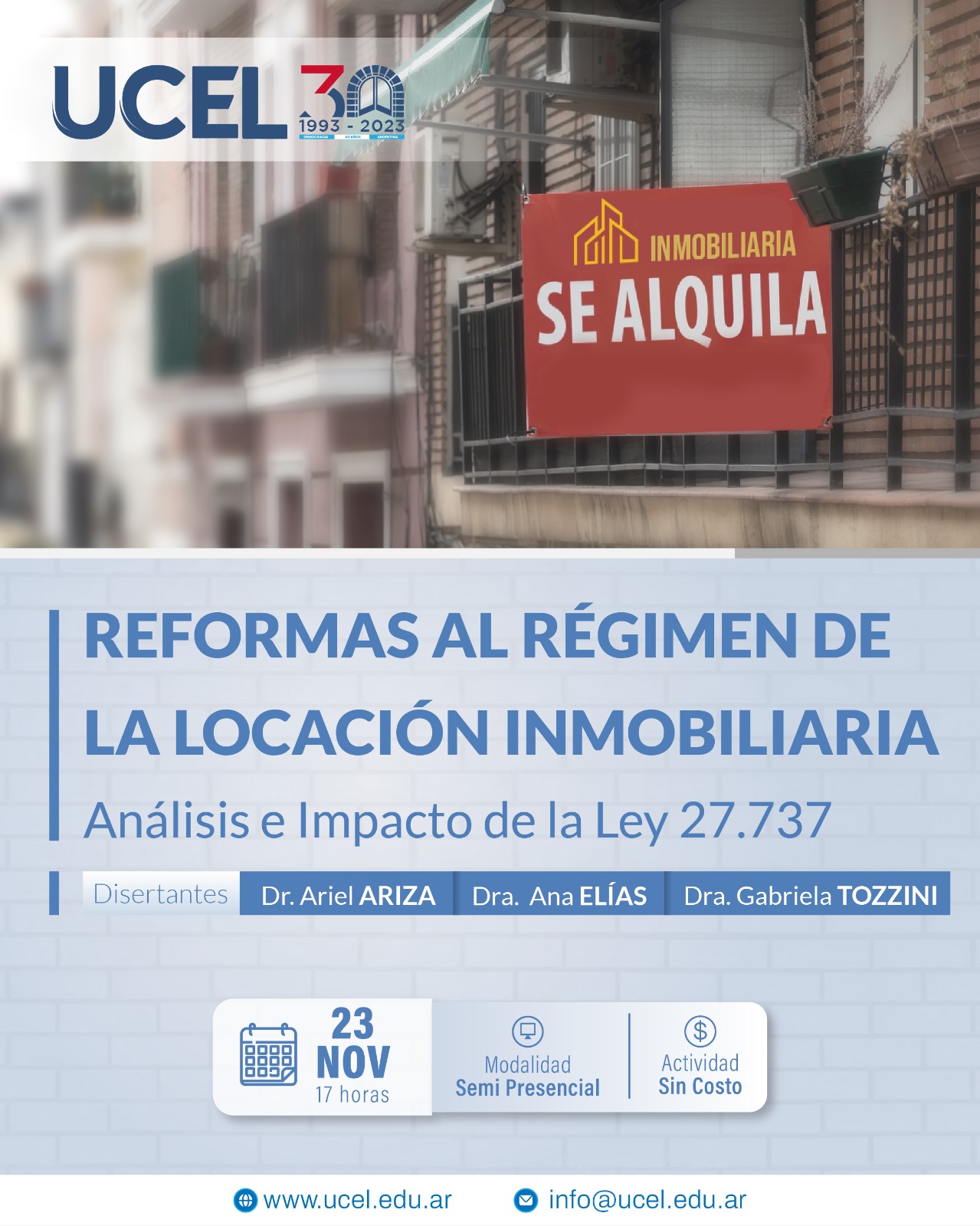 Reformas al Régimen de la locación inmobiliaria. Análisis e Impacto de la Ley 27.737 - 23/11/2023